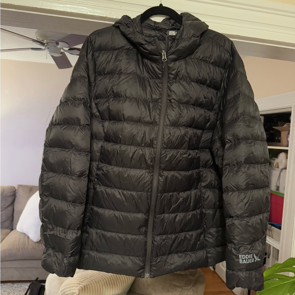 NWT Eddie Bauer Women's Cirruslite Down Hoodie Jacket black 2x